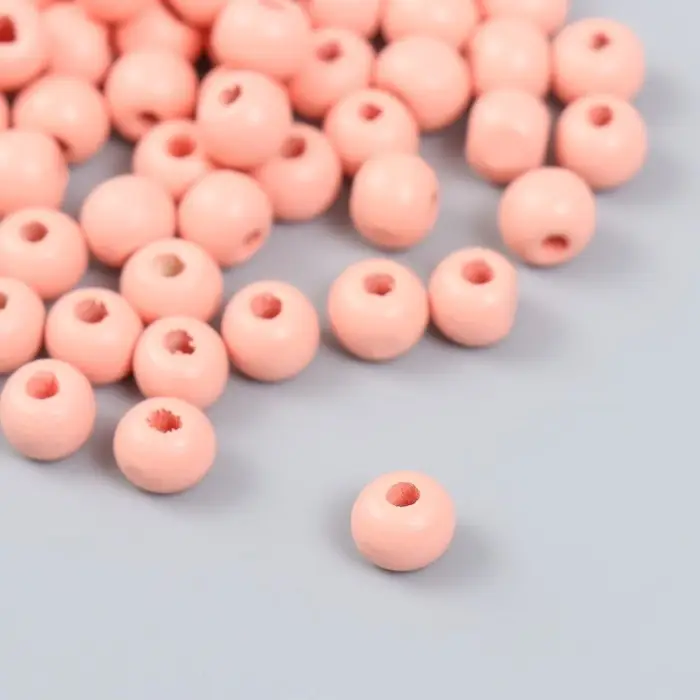 Бусины для творчества дерево "Персиковый" d-0,8 см, набор 20 гр