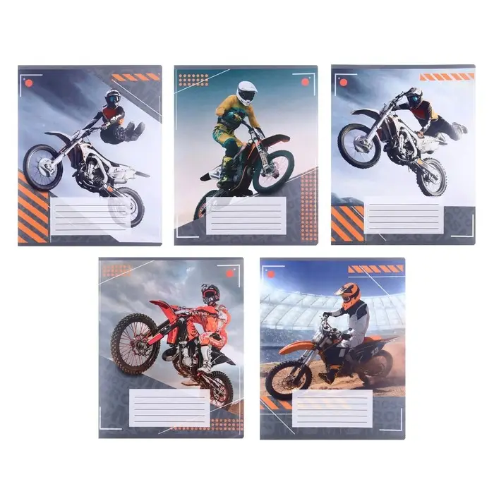 Тетрадь 12 листов в клетку Calligrata, «Мотоциклист», обложка мелованная бумага, МИКС Тетрадь 12 листов в клетку Calligrata, «Мотоциклист», обложка мелованная бумага, МИКС