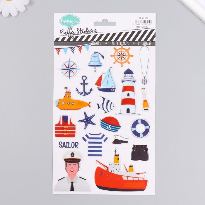 Наклейка пластик Наклейка пластик "Моряк/Космонавт" с блёстками МИКС 14х25 см