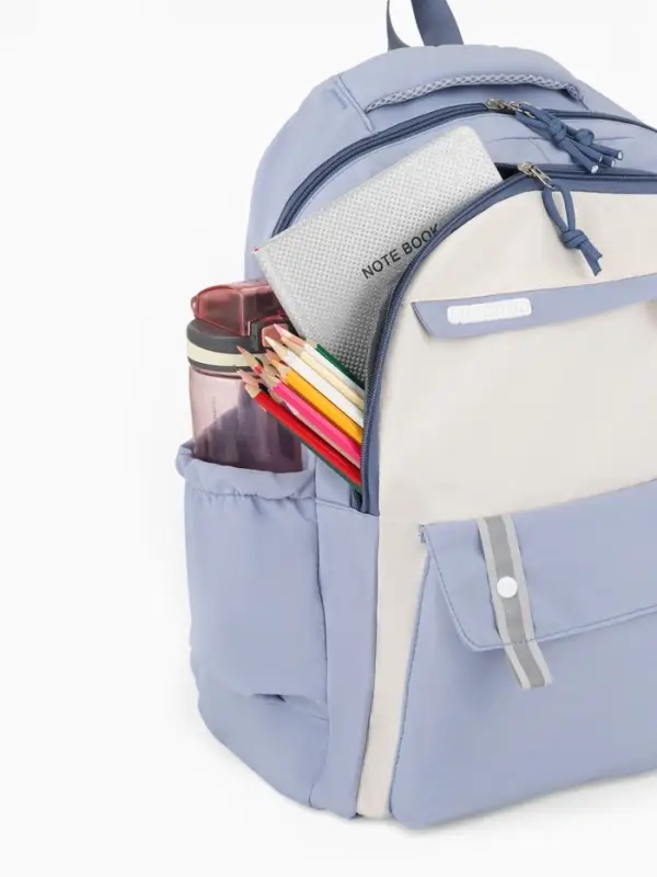 Рюкзак 31*14*44 см, 2 отд. 3 н/карм+пенал, Комби голуб/бел
