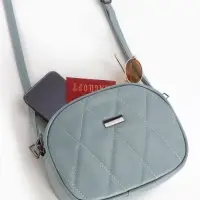 Сумка женская кросс-боди на молнии, 19&times;7&times;15 см, со стёжкой, серо-синяя