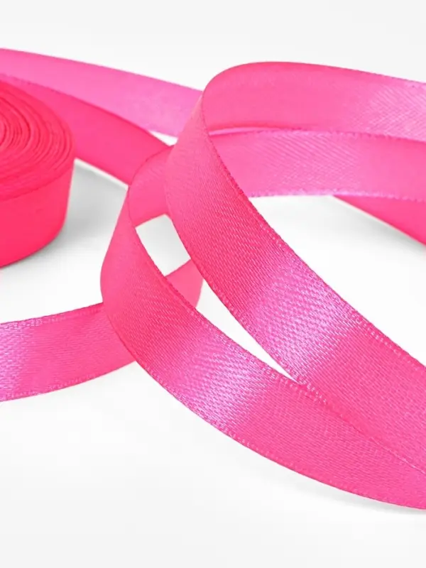 Лента атласная, 12 мм, 23±1 м, ярко-розовая №190