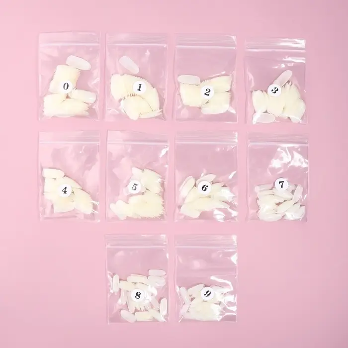 Типсы для наращивания ногтей, 500 шт., форма овал, в пакете, 10 размеров, молочные