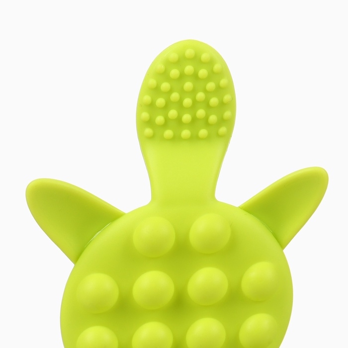 Прорезыватель силиконовый для зубов с погремушкой Крошка Я «Черепаха», зеленый