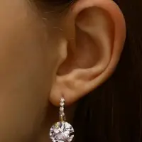 Серьги со стразами &laquo;Циркония&raquo; мини, круг, белые в золоте