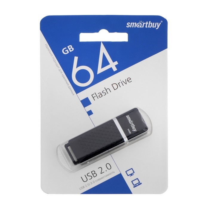 Флешка Smartbuy Quartz series Black, 64 Гб, USB 2.0, чт до 25 Мб/с, зап до 15 Мб/с, чёрная Флешка Smartbuy Quartz series Black, 64 Гб, USB 2.0, чт до 25 Мб/с, зап до 15 Мб/с, чёрная