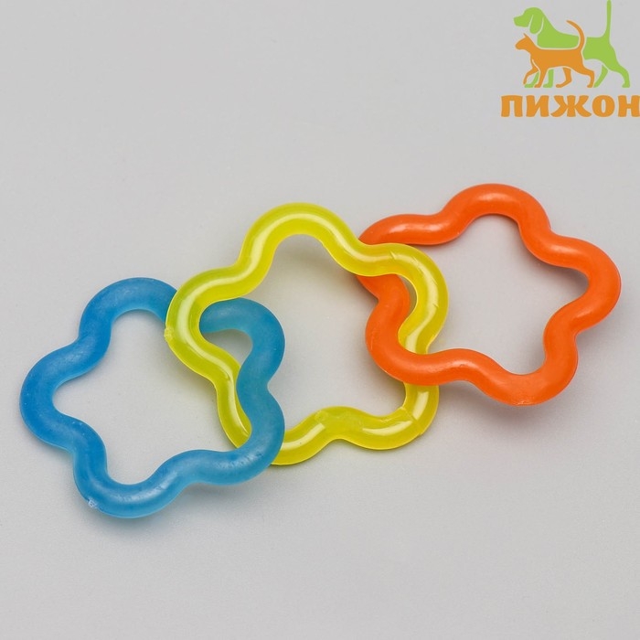 Игрушка жевательная Игрушка жевательная "3 звезды" 16 см, прозрачная, голубая/жёлтая/оранжевая