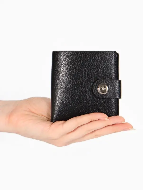 Портмоне мужское, 3 отделения, на магните, чёрное