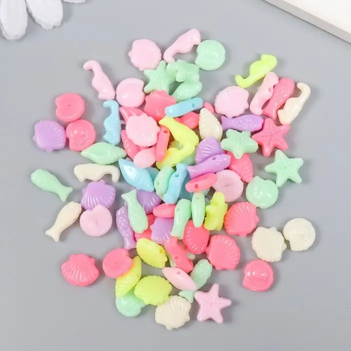 Бусины для творчества пластик "Морские. Пастельные тона" набор 78 шт 15 гр 1х1 см