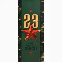 Пакет подарочный ламинированный под бутылку, упаковка, &laquo;С 23 февраля&raquo;, 13&times;36&times;10 см