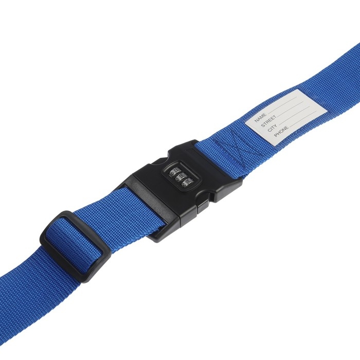 Ремень для чемодана или сумки с кодовым замком ТУНДРА, цвет синий Ремень для чемодана или сумки с кодовым замком ТУНДРА, цвет синий