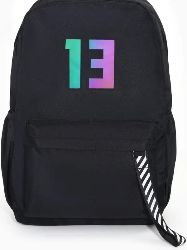 Рюкзак молодёжный на молнии, с карманами, с цифрой 13, размер 31&times;15&times;45 см, чёрный
