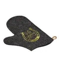 Рукавица для бани вышивка "На удачу", темная Рукавица для бани вышивка "На удачу", темная