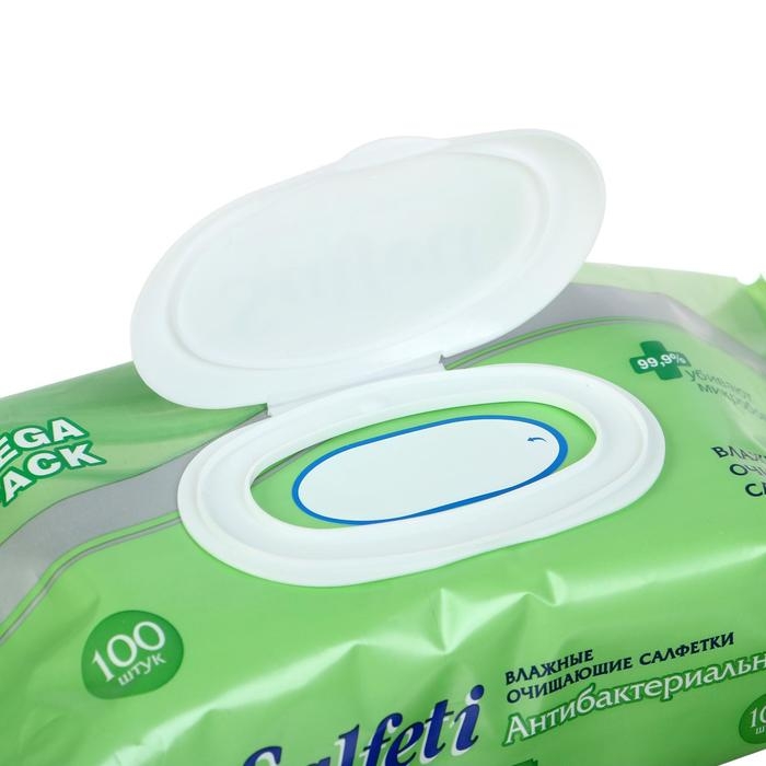 Влажные салфетки Salfeti, антибактериальные, 100 шт. Влажные салфетки Salfeti, антибактериальные, 100 шт.