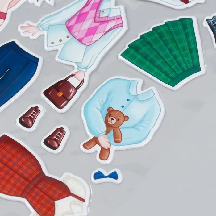 Наклейка-игра «Одень куклу. Школьный», для скрапбукинга, творчества, пластик, 15×20 см