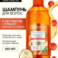 Шампунь для волос, молодость и объем, аромат рябины, 250 мл, Рябина