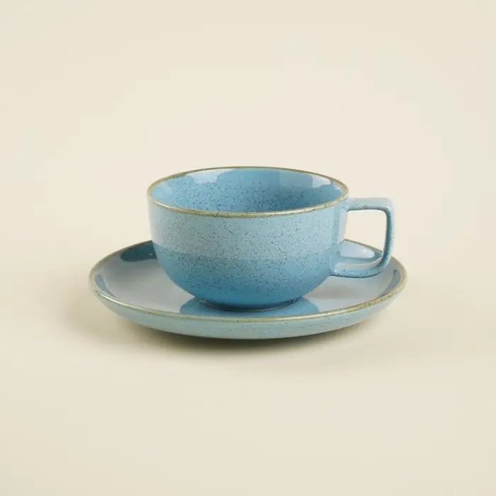 Чайная пара SL Home &laquo;Аззура&raquo;, 2 предмета: чашка 300 мл, блюдце d=16.7 см, фарфор, бирюзовая