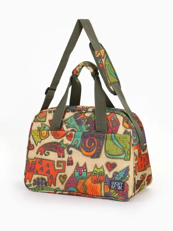 Сумка дорожная на молнии, наружный карман, длинный ремень, разноцветная