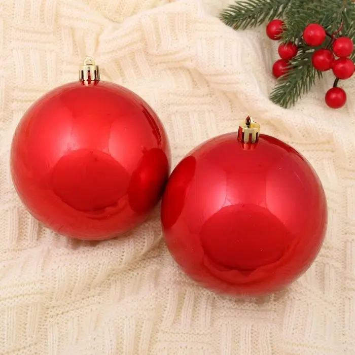 Ёлочные игрушки «Глянец», шары новогодние, набор 2 шт., d=10 см, красный