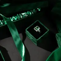 Коробочка подарочная под кольцо/серьги «Бархат», 5×5 (размер полезной части 4.2×4.2 см), зелёная, вставка чёрная