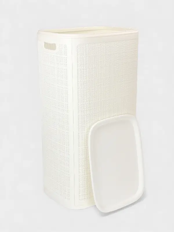 Плетёная корзина для белья с крышкой Плетёная корзина для белья с крышкой "Лён" 100л 43×32×80см, цвет белый