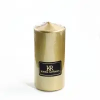 Свеча цилиндр парафиновая, лакированная, золотой металлик, 5.6&times;12 см