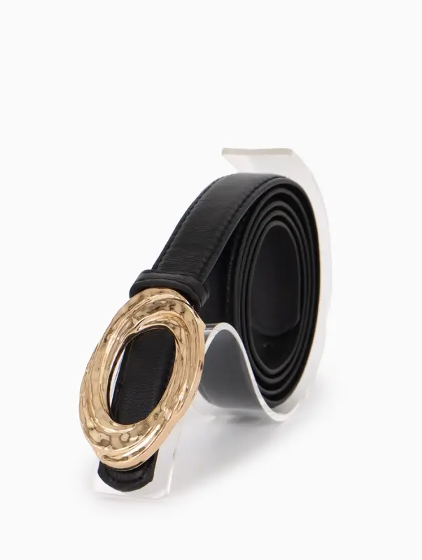 Ремень жен 04-01-01-04, Июнь2513, 2,4*0,3*110 см, без винта, пряж золото, гвоздик, черный