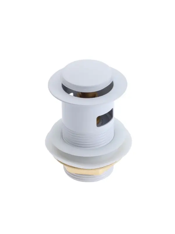 Донный клапан ZEIN engr, маленькая кнопка, с переливом, нержавеющая сталь, белый