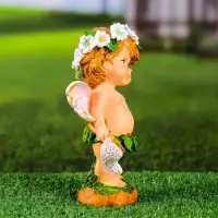 Садовая фигура из полистоуна &laquo;Цветочная фея с сачком&raquo;, 7.5&times;12&times;20 см