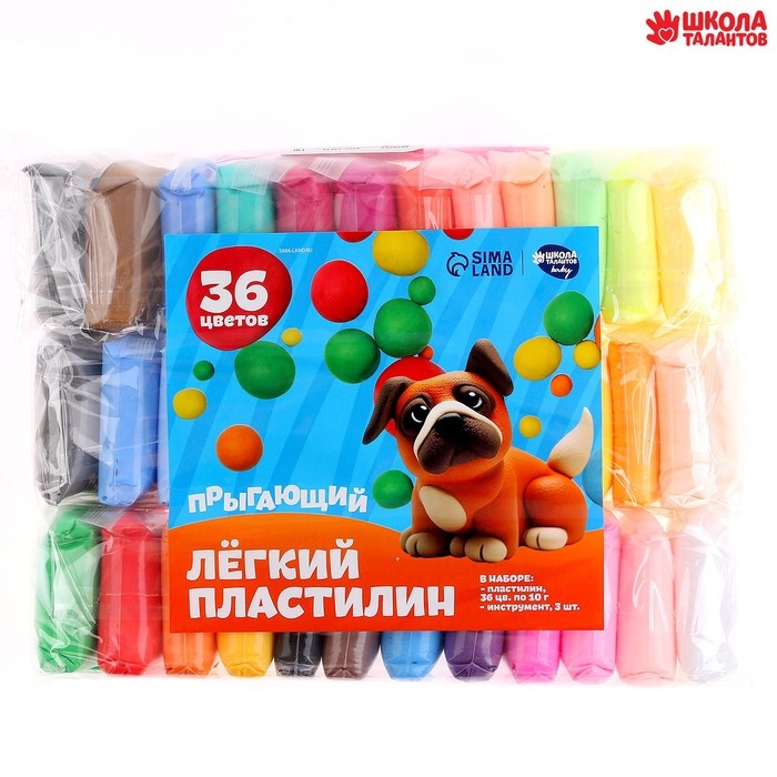 Пластилин лёгкий, прыгающий, набор 36 цветов, вес 1 цвета: 10 г, 3 инструмента Пластилин лёгкий, прыгающий, набор 36 цветов, вес 1 цвета: 10 г, 3 инструмента