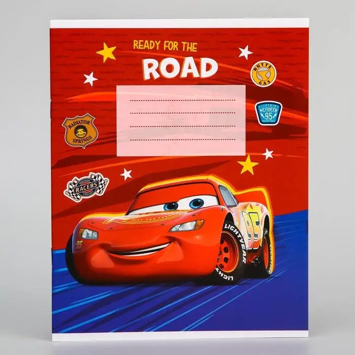 Тетрадь в линейку 12 листов, 5 видов МИКС, обложка мелованный картон, &laquo;Тачки&raquo;