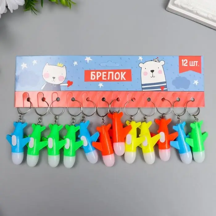 Фонарик свет на кольце  Фонарик свет на кольце "Самолет" мигает МИКС 6,3х4х2 см