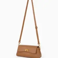 Сумка женская мессенджер TEXTURA на клапане, 26&times;9&times;12 см, коричневая