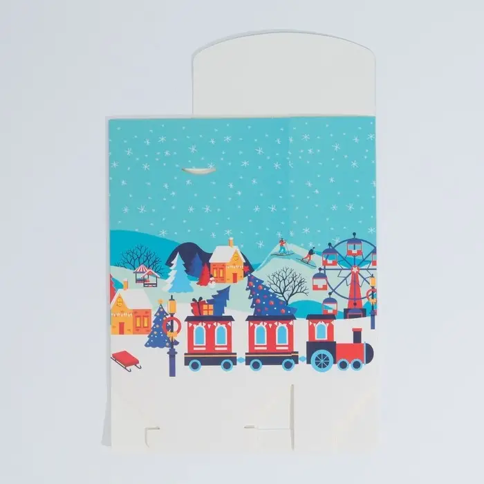 Коробка подарочная новогодняя складная «Дома», 15 х 7 х 22 см, Новый год Коробка подарочная новогодняя складная «Дома», 15 х 7 х 22 см, Новый год