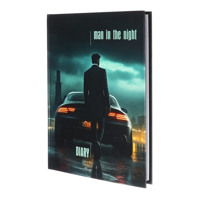 Ежедневник недатированный на сшивке А5 160 листов, картон 7БЦ, матовая ламинация, выборочный лак, Машина в ночи Ежедневник недатированный на сшивке А5 160 листов, картон 7БЦ, матовая ламинация, выборочный лак, Машина в ночи