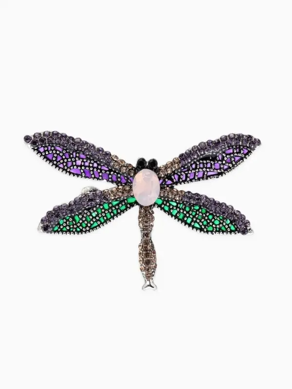 Брошь &laquo;Стрекоза&raquo;, разноцветная в чернёном серебре