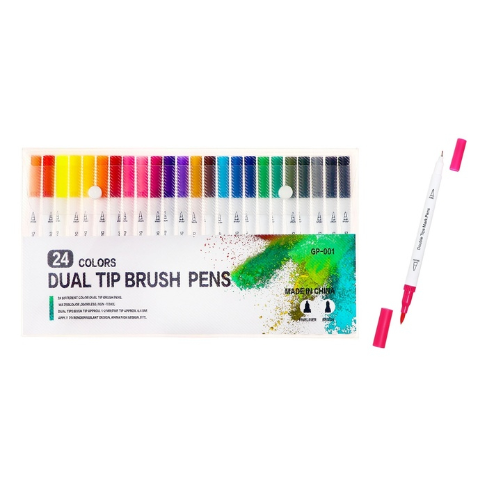 Набор профессиональных маркеров, 24 штуки/24 цвета, двусторонний Набор профессиональных маркеров, 24 штуки/24 цвета, двусторонний