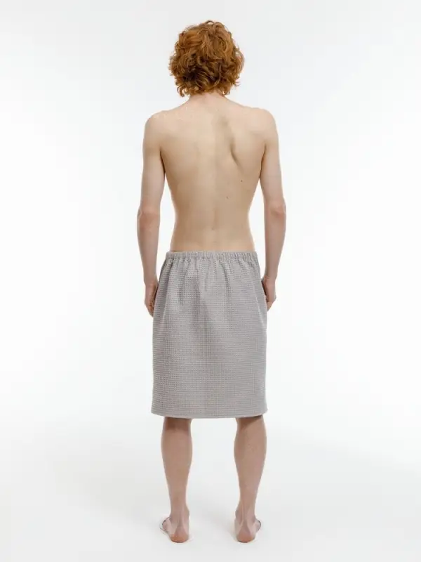 Килт вафельный мужской Onsen, светло-серый, единый размер