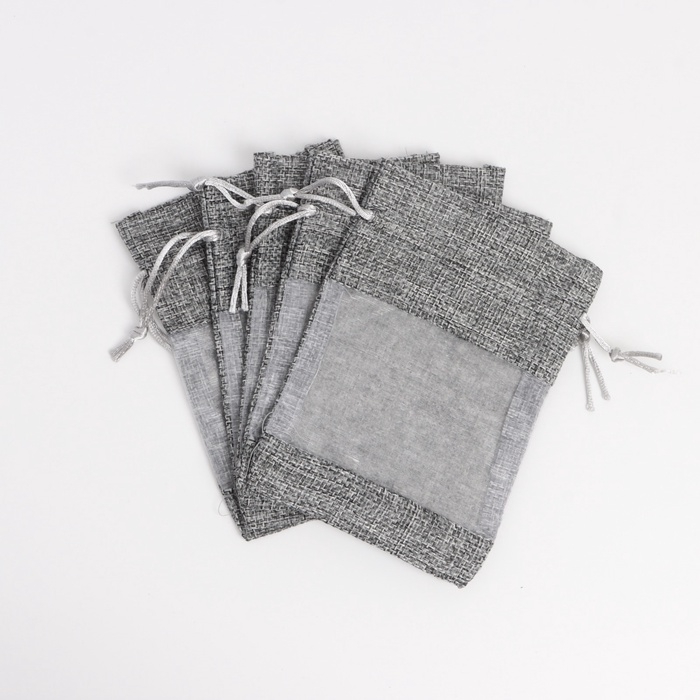 Льняной мешочек для хранения украшений, подарков, трав, 10 х 14 см, набор из 5 штук Льняной мешочек для хранения украшений, подарков, трав, 10 х 14 см, набор из 5 штук