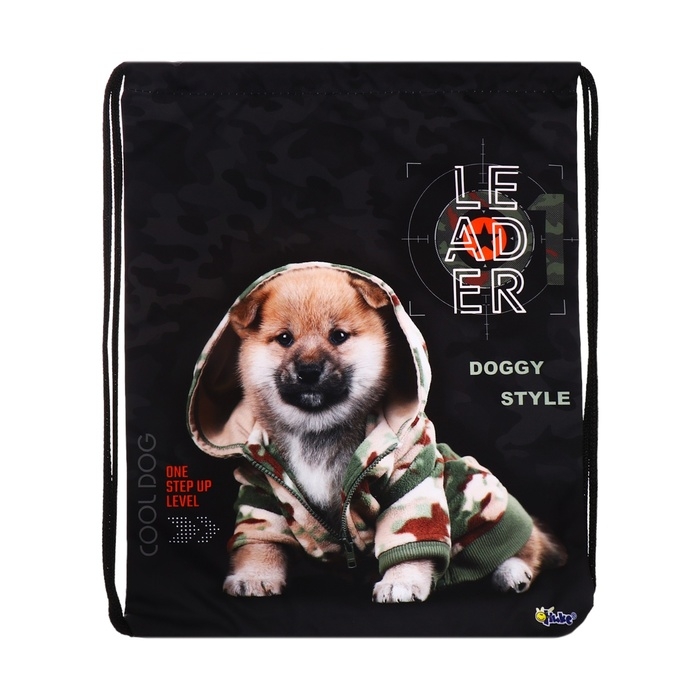 Мешок для обуви 420 х 330 мм, Оникс МО-20,  Мешок для обуви 420 х 330 мм, Оникс МО-20, "Щенок в камуфляже"