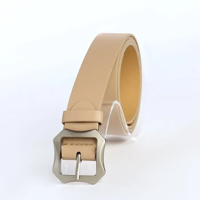 Ремень женский с винтом, 110&times;2.5 см, матовая классическая пряжка металл, бежевый