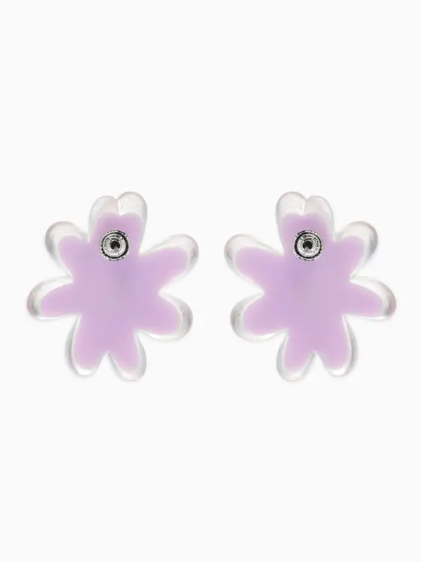 Серьги пластик "Цветочек летний" с блёсткой, цвет фиолетовый