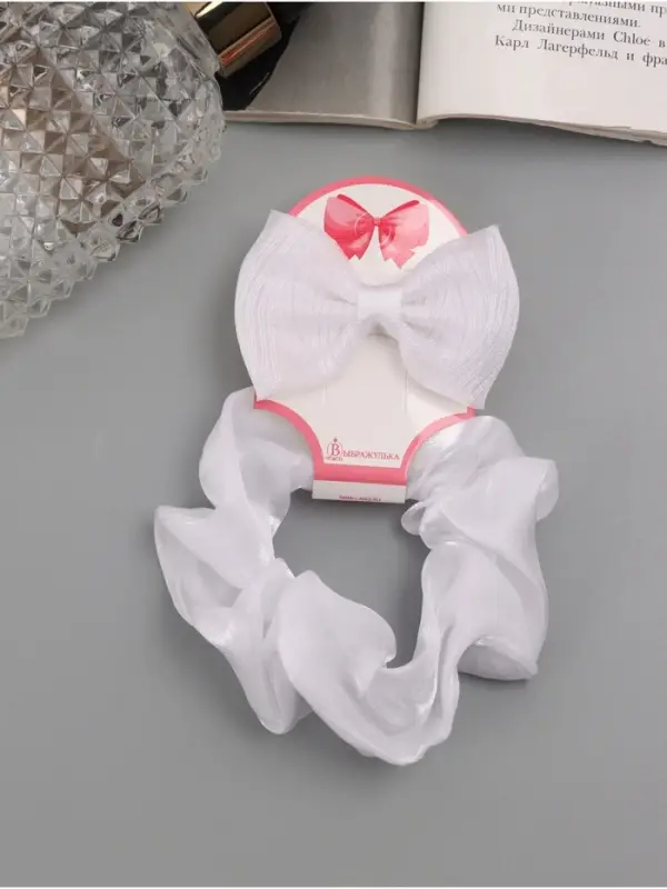 Набор для волос Выбражулька &laquo;Школьница&raquo;, резинка 10 см, зажим 6.5 см, полоски, белый