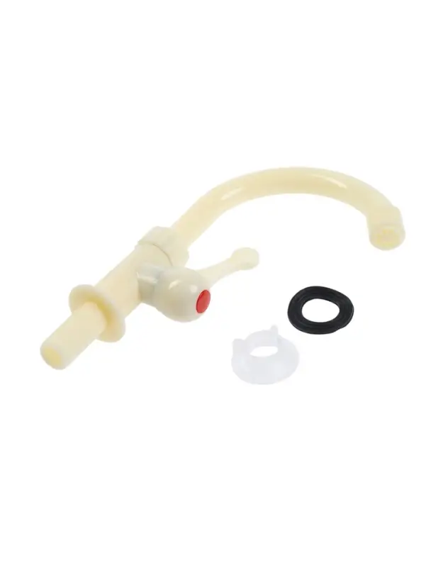 Кран на одну воду ZEIN Z2020, плоская ручка, пластик, R-образный излив, цвет &laquo;рисовый&raquo;