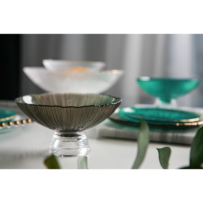 Ваза стеклянная для фруктов «Фейерверк», 350 мл, 15×7,5 см, цвет серый Ваза стеклянная для фруктов «Фейерверк», 350 мл, 15×7,5 см, цвет серый