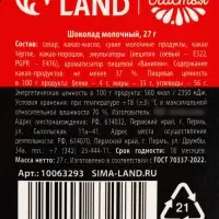 Шоколад молочный &laquo;Арбузеру от душнилы&raquo;, 27 г
