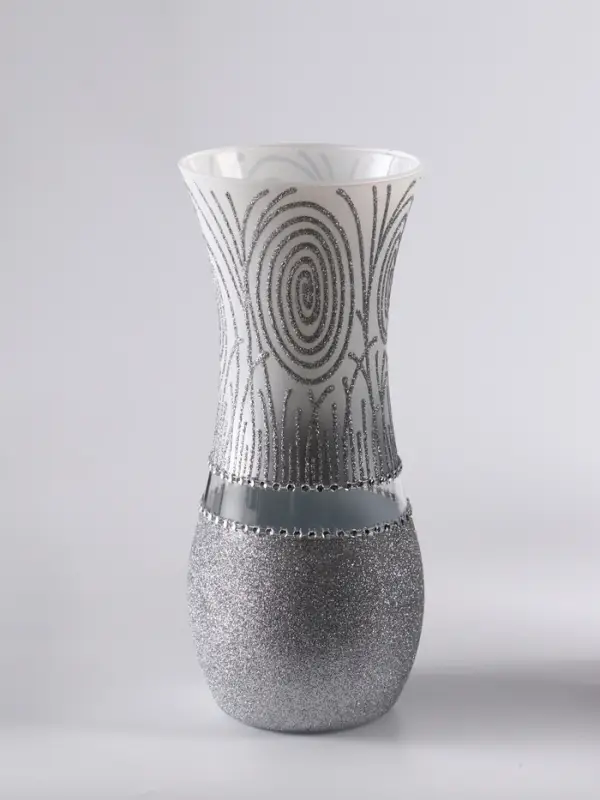Ваза «Соблазн», волна, h=25.5 см, стекло, бело-серебристая Ваза «Соблазн», волна, h=25.5 см, стекло, бело-серебристая
