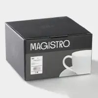 Чайный сервиз Magistro Mien, 2 персоны, 4 предмета: 2 чашки 200 мл, 2 блюдца d=16 см, фарфор, белый