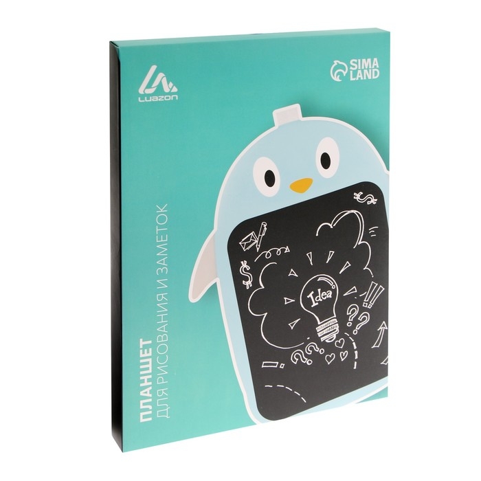 Планшет для рисования и заметок Luazon Планшет для рисования и заметок Luazon "Пингвиненок", 9", функция блокировки, голубой