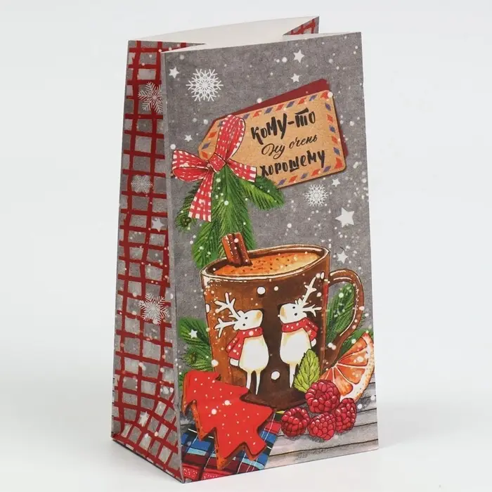 Пакет подарочный без ручек новогодний &laquo;Кому‒то ну очень хорошему&raquo;, 10&times;19.5&times;7 см